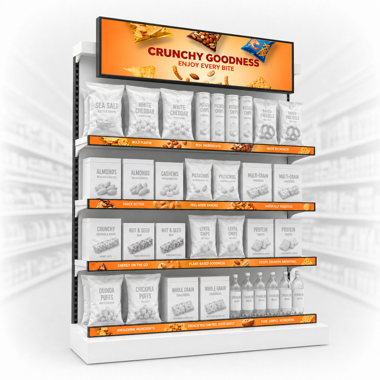 Grocery store shelf with Lumic bar display