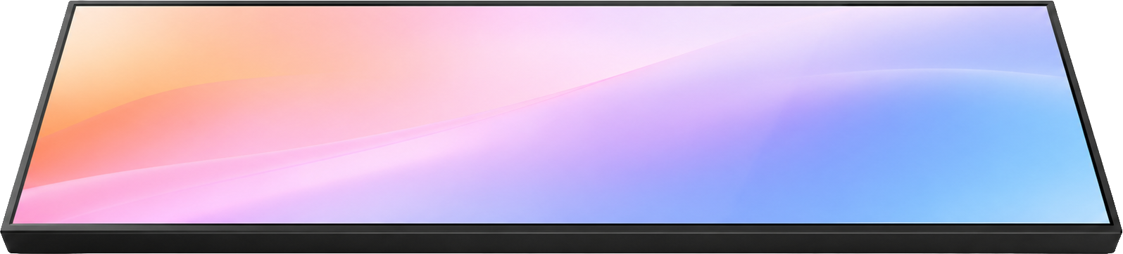 Lumic stretched bar display — front view showing high-brightness gradient screen